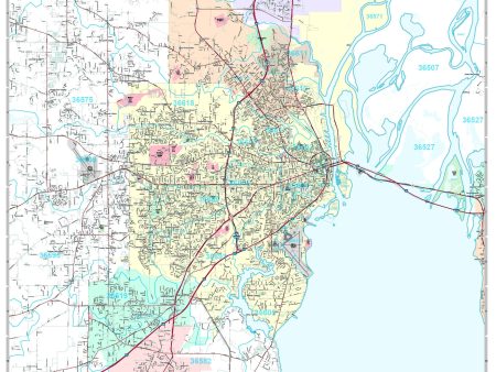 Premium Style Wall Map of Mobile, AL by Market Maps Online Sale