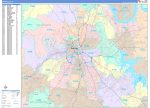 Colorcast Zip Code Style Wall Map of Nashville, TN by Market Maps Discount