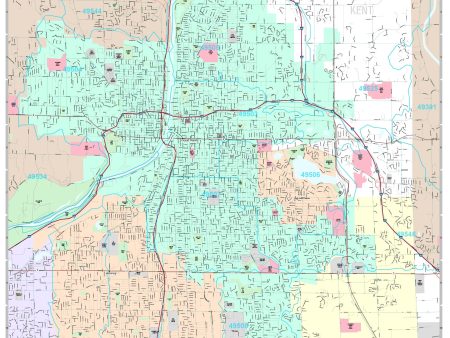 Premium Style Wall Map of Grand Rapids, MI. by Market Maps For Discount