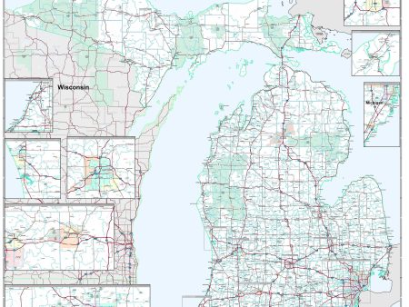 Premium Style Wall Map of Michigan by Market Maps For Cheap