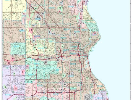 Premium Style Wall Map of Milwaukee, WI. by Market Maps Discount