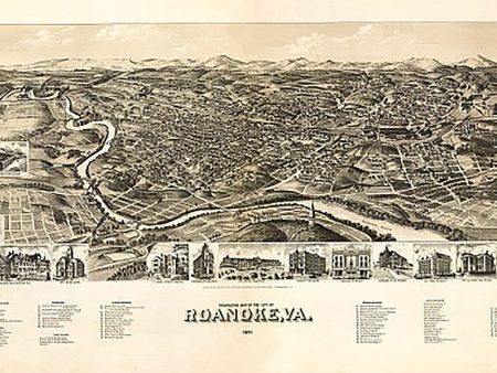 Perspective map of the city of Roanoke, Virginia by American Publishing Co., 1891 Fashion