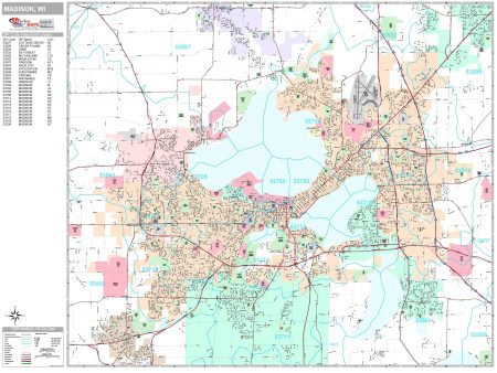 Premium Style Wall Map of Madison, WI. by Market Maps Online