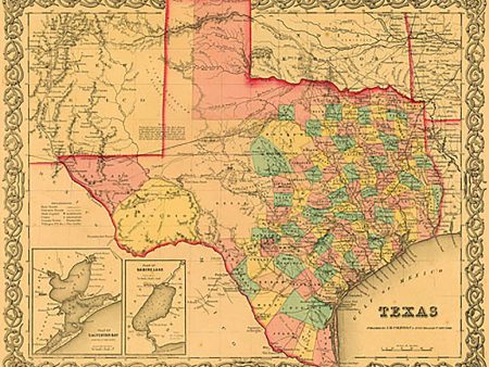 1855 Texas County Map by J.H. Colton For Cheap