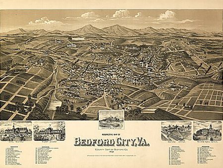 Perspective map of Bedford City, Virginia, by H. Wellge, 1891 For Discount