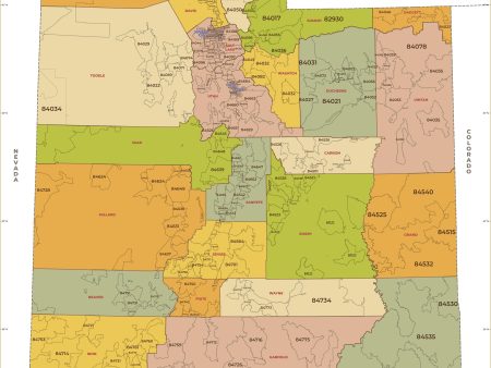 Utah Zip Code Map with Counties Supply