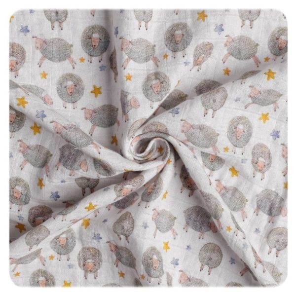 Organic Cotton Swaddle 47.2  x 47.2  - Dreamy Sheep For Sale