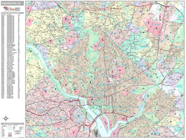 Premium Style Wall Map of Washington, DC by Market Maps For Discount