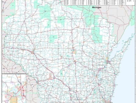 Premium Style Wall Map of Wisconsin by Market Maps Sale