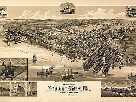 Perspective map of Newport News, Virginia by American Publishing Co., 1891 Sale