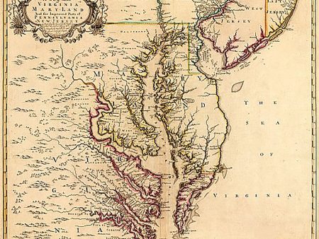 A new map of Virginia, Mary-Land, and the improved parts of Pennsylvania & New Jersey 1719 on Sale