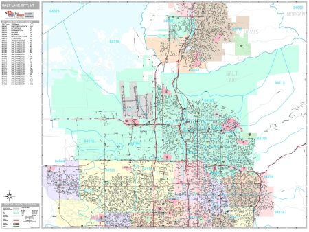 Premium Style Wall Map of Salt Lake City, UT by Market Maps Discount