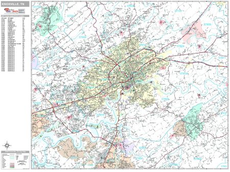 Premium Style Wall Map of Knoxville, TN by Market Maps on Sale